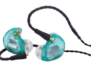 Light green Westone Audio ES20 earphones with cables, ideal for music listening.