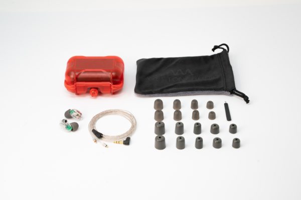 Image of the accessories that come with the Westone Audio Pro-X30 in-ear monitors (IEMs).