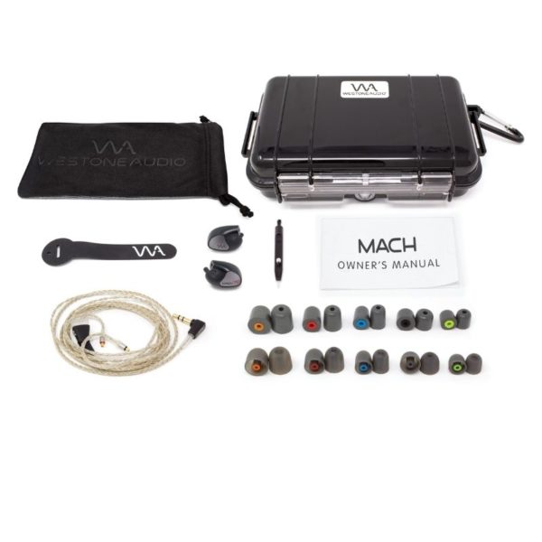 Unboxed Westone Audio MACH70 audiophile in-ear monitors displayed with accessories